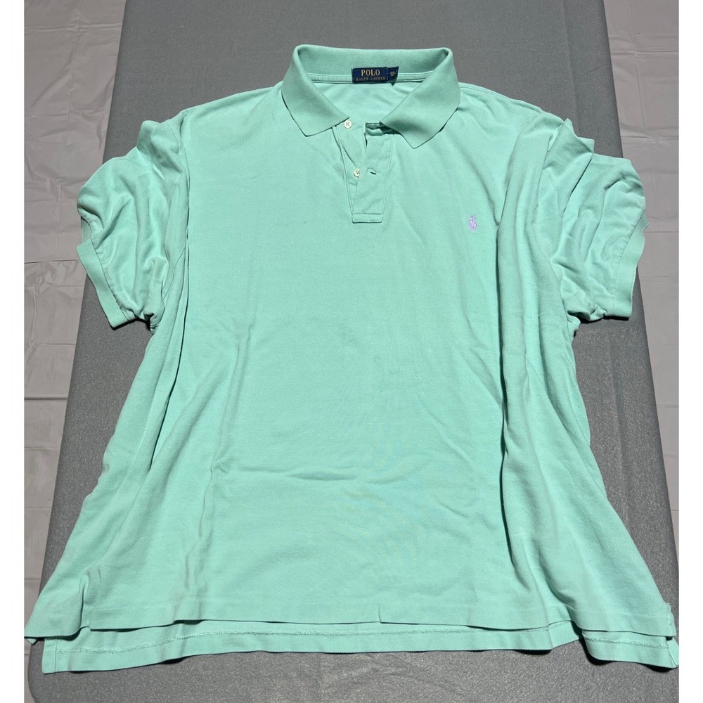 Polo Ralph Lauren Mens 4XB Big Short Sleeve Mint Green Purple Pony Polo Shirt